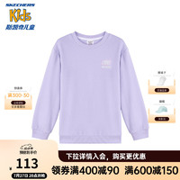 Skechers斯凯奇KIDS中性男女童针织套头印花卫衣L324K079 浅雪青色/00EW 130