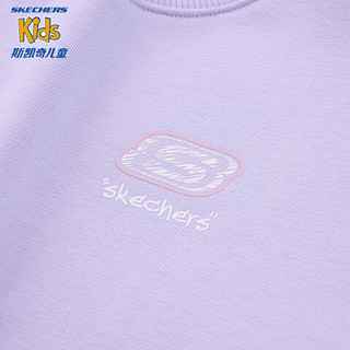 Skechers斯凯奇KIDS中性男女童针织套头印花卫衣L324K079 浅雪青色/00EW 130