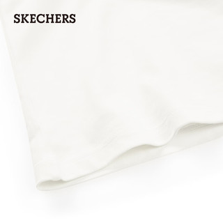 斯凯奇（Skechers）夏T恤高克重棉圆领宽松上衣L224U062 棉花糖白/0074 S