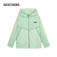 斯凯奇（Skechers）2024夏季男女童拉链夹克运动连帽外套P224K027 海湾绿/02YC XXXL