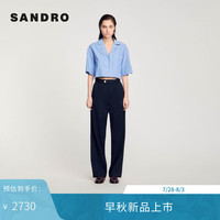 SANDRO2024早秋女装法式时尚通勤高腰直筒裤休闲裤SFPPA01536 深蓝色 34