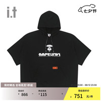 Aape 男士个性撞色标签迷彩猿颜T恤 AAPTEM0930XXI 黑色 F