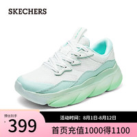 斯凯奇（Skechers）女士运动风绑带运动鞋150085 粉红/绿色/WMNT 38.5