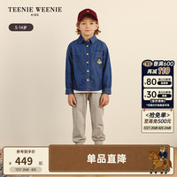 Teenie Weenie Kids小熊童装24秋季男童刺绣翻领天丝牛仔衬衫 牛仔色 110cm