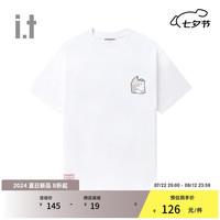 :CHOCOOLATE it 男女同款宽松短袖T恤2024夏季可爱轻松半袖011630 WHX/白色 M