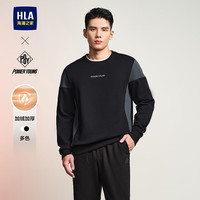 HLA海澜之家卫衣男冬季24圆领加绒加厚保暖长袖男HNZWW4W058A 黑色镶拼4D 165/84A S114~124斤