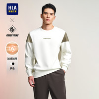 HLA海澜之家卫衣男冬季24圆领加绒加厚保暖长袖男HNZWW4W058A 本白镶拼3D 180/96A XL151~164斤