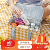 星月蓝户外大容量野餐包露营野餐篮旅行阳光野餐包手提便当包保温袋