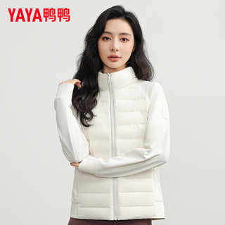 鸭鸭（YAYA）【90+系列】轻薄羽绒服女短款2024年冬季立领修身显瘦外套KL 米色 165/88A(L)