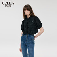歌莉娅 GLORIA 秋季  新中式蕾丝拼接上衣  1C7R3I050 00B黑色 M