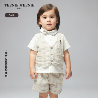 Teenie Weenie Kids小熊童装24夏季男宝宝假两件短袖短裤套装 浅卡其色 100cm