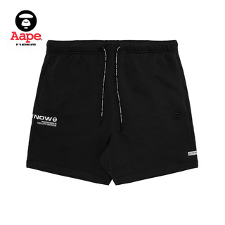 Aape 男装春夏纯色刺绣猿颜徽章抽绳休闲短裤6952XXK BKX/黑色 M