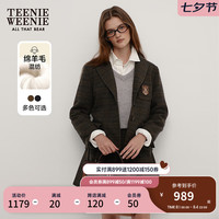 Teenie Weenie小熊2024秋学院风短款西装毛呢外套女 军绿色 165/M