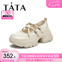 他她（TATA）2024秋时尚百搭简约厚底休闲玛丽珍鞋CGB01CQ4 米色 39