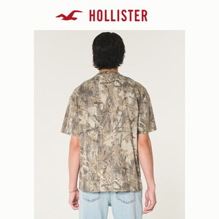 HOLLISTER24夏美式工装印花宽松重磅T恤 男女 KI324-4147 米色印花 S (175/92A)