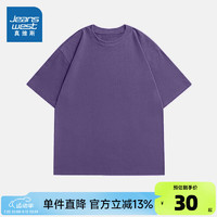 真维斯女装2024夏季重磅纯棉圆领宽松短袖T恤G2 紫色8300 185/104A/XXL