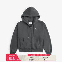 ABERCROMBIE & FITCH女装 24秋冬经典百搭小麋鹿抓绒拉链连帽衫卫衣KI152-4161 黑色 S (165/92A)