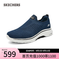 斯凯奇（Skechers）2024男女健步鞋增高厚透气舒适支撑216634 海军蓝色/黑色/NVBK 41