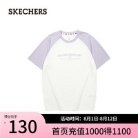 斯凯奇（Skechers）夏季男女速干短袖插肩袖上衣L224U048 兰花紫色/01X5 XL