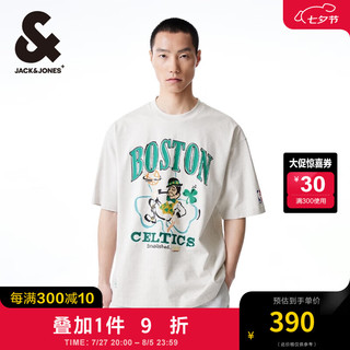 杰克·琼斯（JACK&JONES）夏季款NBA波士顿凯尔特人队图案潮宽松运动短袖T恤男装224301055 石灰花灰G01 石灰花灰G01 190/108A/XXL