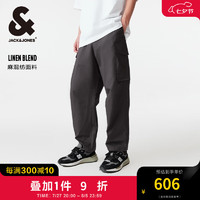 杰克·琼斯（JACK&JONES）秋季挂带字母贴布装饰宽松简约潮舒适男士休闲长裤男装224314032 E44 黑砂色 170/80A/MR