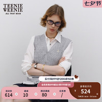 Teenie Weenie小熊2024年早秋V领绞花针织马甲背心外穿内搭女 灰色 160/S