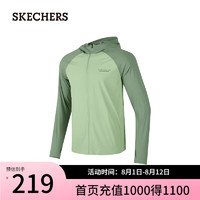 斯凯奇（Skechers）2024男女针织连帽外套防晒吸湿P224M129 褐绿/03LX XXL