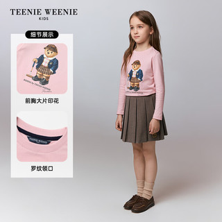 Teenie Weenie Kids小熊童装24秋季女童小熊印花纯色长袖T恤 象牙白 130cm