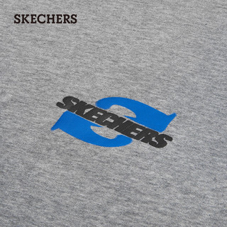 斯凯奇（Skechers）夏T恤高克重棉圆领宽松上衣L224U062 中花灰/004F 2XL