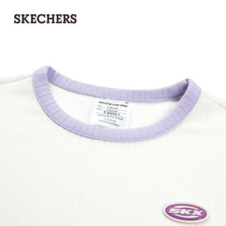 斯凯奇（Skechers）2024夏时尚女童针织长袖T恤衫L124G039 雪白色/00QF XXL