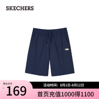 斯凯奇（Skechers）夏男款速干针织短裤日常运动休闲裤L224M079 海军蓝/00DU L