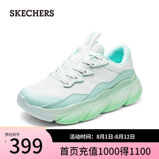 斯凯奇（Skechers）女士运动风绑带运动鞋150085 粉红/绿色/WMNT 40