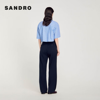 SANDRO2024早秋女装法式时尚通勤高腰直筒裤休闲裤SFPPA01536 深蓝色 40