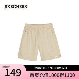 斯凯奇（Skechers）夏季女子梭织短裤宽松休闲裤L224W074 爱尔兰奶油色/028R 2XL