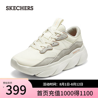 斯凯奇（Skechers）2024春夏跑步鞋女轻量透气针织150082 乳白色/OFWT 36.5