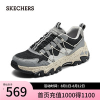 斯凯奇（Skechers）2024年夏季女鞋一脚蹬徒步运动鞋180129 黑色/灰色/BKGY 39