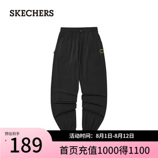 斯凯奇（Skechers）春夏女舒适宽松长裤休闲运动裤L224W068 碳黑/0018 XL