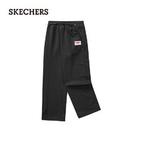 斯凯奇（Skechers）男女童长裤儿童阔腿裤中大童时尚L323K009 碳黑/0018 L