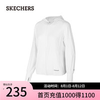 斯凯奇（Skechers）春夏女子凉感防晒衣轻薄连帽外套P224W059 亮白色/0019 M