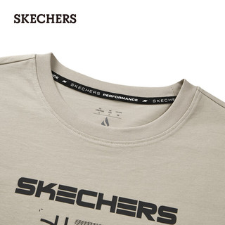 斯凯奇（Skechers）夏男子速干短袖百搭舒适透气T恤P224M043 陨石褐色/044Z XL