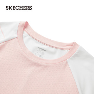 斯凯奇（Skechers）2024夏季童装圆领短袖T恤男女P224G045 嫩桃粉色/044J 4XL