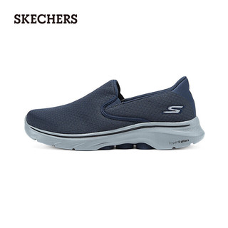 斯凯奇（Skechers）2024男士舒适健步鞋复古时尚透气216646 海军蓝色/NVY 44