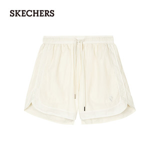 斯凯奇（Skechers）2024年夏季短裤女梭织轻薄宽松L224W146 玉米白/01PJ XL