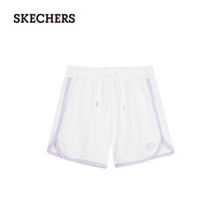 斯凯奇（Skechers）2024夏季女童梭织短裤开叉裤子松紧腰P224G109 亮白色/0019 XXXL