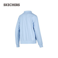 斯凯奇（Skechers）女子针织套头卫衣POLO领百搭舒适长袖衫P224W034 月白蓝/02P8 XL