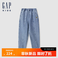 Gap【大小童同款】男童2024初秋小熊刺绣牛仔裤儿童装635540 浅蓝色 160cm(14-15岁)亚洲尺码