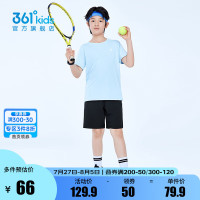 361°儿童套装夏季短袖短裤套装休闲时尚小中大童运动套冰凉短T N32421406-机灵蓝经典黑 120cm