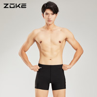 洲克（ZOKE） 泳裤男平角防氯专业竞赛游泳训练男士泡温泉防尴尬游泳裤 黑色_ 2XL