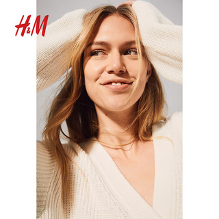 H&M2024秋季女装口袋设计开衫1239440 奶油色 155/80