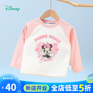 迪士尼宝宝（Disney Baby）童装女童T恤可爱小米妮长袖T恤纯棉亲肤 甜蜜粉 5岁/身高120cm